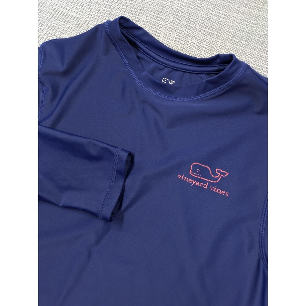 Vineyard Vines Rash Guard Kids 16 Blue Long Sleeve Swim Shirt Whale Logo